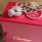 Cartier Full Diamond Leopard Head Necklace Bracelet