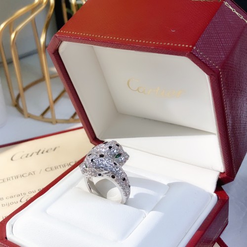 Cartier Fashion Double Leopard Head Full Diamond Ring
