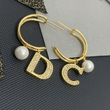 Dior Diamond Ring CD Letter Pearl Earrings