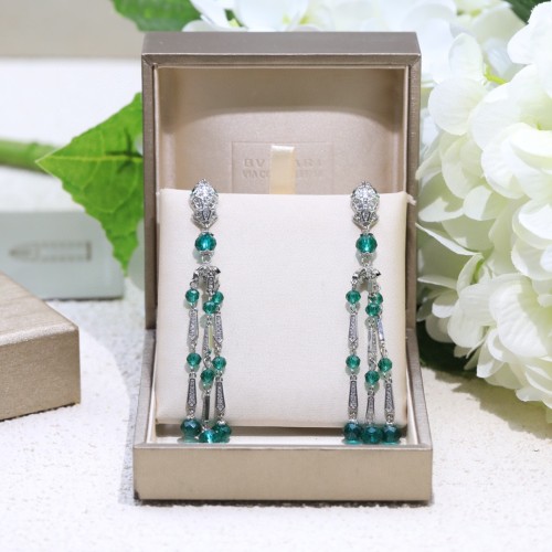 Bvlgari Tassel Emerald Crystal Diamond Snake Earrings