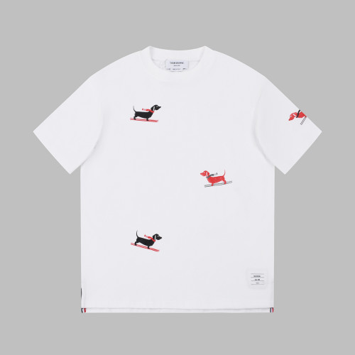 Thom Browne Hot Dachshund Series Print Logo Short Sleeve Unisex Simple LooseT-Shirts