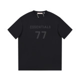 Fear of God Essentials Letters 77 Embossed Compound Line Short Sleeve American Black High Street Loose T-shirt