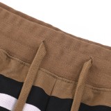Burberry Unisex Classic Striped Cotton Shorts Causal Golden Khaki Striped Butt Shorts