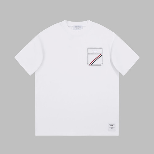 Thom Browne Print Logo Short Sleeve Unisex Classic Logo Embroidery Simple LooseT-Shirts