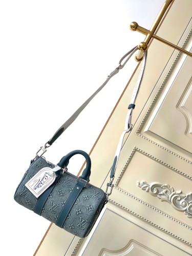 Louis Vuitton Keepall Bandoulière 25 M22762 Monogram Washed Demin Pattern Retro Hand Bag Sizes:25*15*11CM