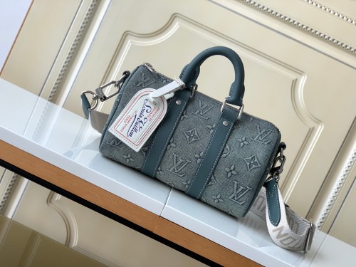 Louis Vuitton Keepall Bandoulière 25 M22762 Monogram Washed Demin Pattern Retro Hand Bag Sizes:25*15*11CM