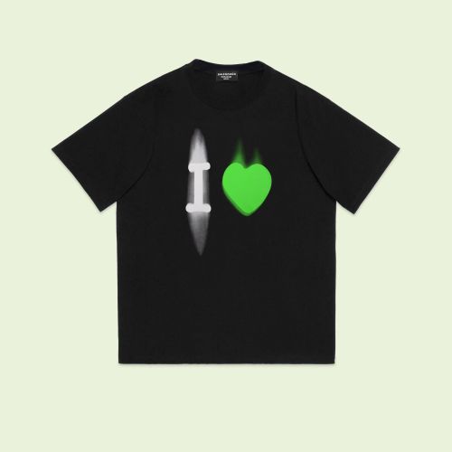 Balenciaga I LOVE Green Love Logos Print Short Sleeve Unisex Oversize Casual T-Shirts