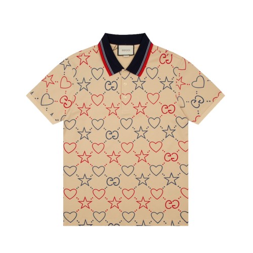 Gucci Letter Star Symbol Print Polo Short Sleeve Men Business Casual T-Shirts