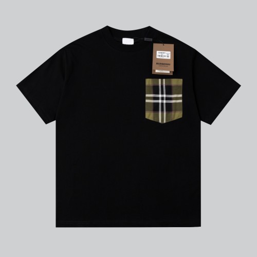 Burberry Classic Plaid Chest Pocket Short Sleeves Unisex Fashion Loose T-Shirts