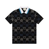 Gucci Letter Star Symbol Print Polo Short Sleeve Men Business Casual T-Shirts