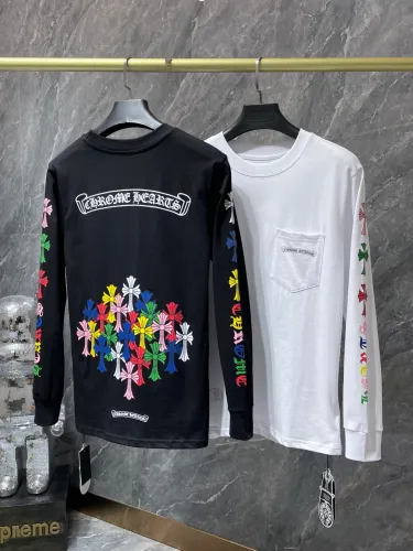Chrome Hearts Classic Unisex Scroll Alphabet Colorful Cross Cluster Flower Arms Print Long Sleeves Cotton Pullover
