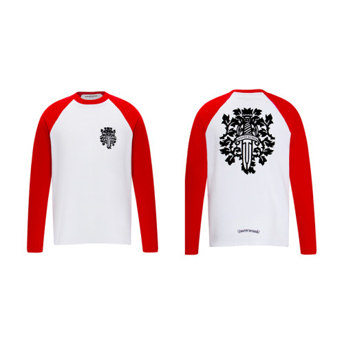 Chrome Hearts Classic Unisex Red White Bayonet Sword Print Long Sleeves Cotton Pullover