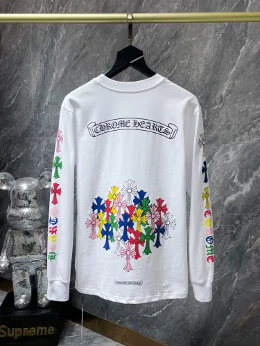 Chrome Hearts Classic Unisex Scroll Alphabet Colorful Cross Cluster Flower Arms Print Long Sleeves Cotton Pullover