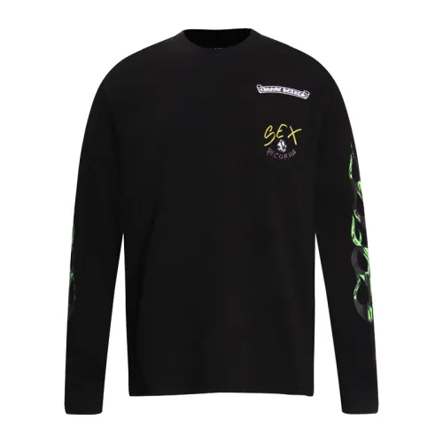 Chrome Hearts Classic Unisex Sex Records Graffiti Cross Sanskrit Print Long Sleeves Cotton Pullover