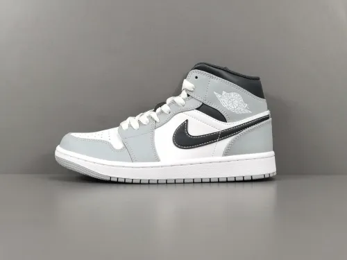 Nike Air Jordan 1 Mid Light Smoke Grey Unisex Casual Basketball Sneakers Shoes