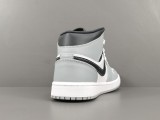 Nike Air Jordan 1 Mid Light Smoke Grey Unisex Casual Basketball Sneakers Shoes