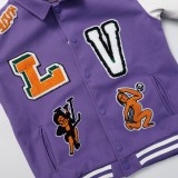 Louis Vuitton Men Casual Embroidery Frog Nude Girl Splicing Baseball Uniform Motorcycle Jackets
