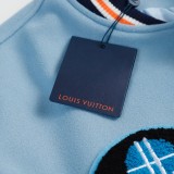 Louis Vuitton Men Casual Embroidery Four-Leaf Clover Splicing Baseball Uniform Motorcycle Jacket