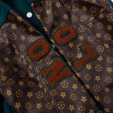 Louis Vuitton Men Casual Embroidery Boxer Splicing Baseball Uniform Motorcycle Jackets