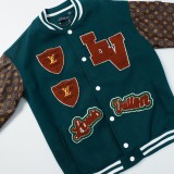 Louis Vuitton Men Casual Embroidery Boxer Splicing Baseball Uniform Motorcycle Jackets