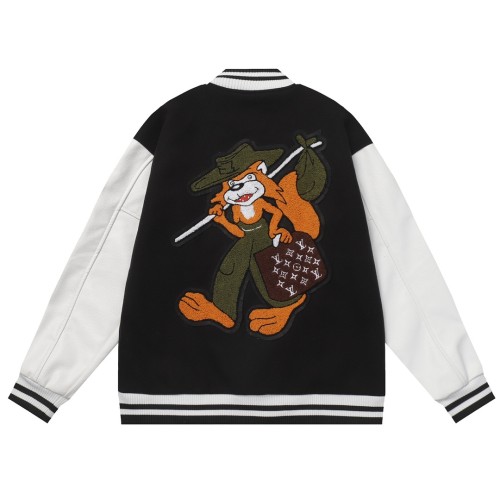 Louis Vuitton Men Casual Embroidery Carrying Squirrel Splicing Baseball Uniform Motorcycle Jackets