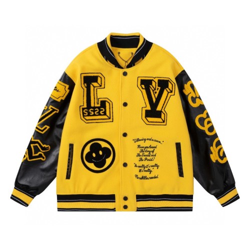 Louis Vuitton Men Casual Embroidery Tiger Splicing Baseball Uniform Motorcycle Jacket