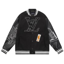 Louis Vuitton x NBA Men Casual Applique Embroidery Splicing Baseball Uniform Motorcycle Jackets