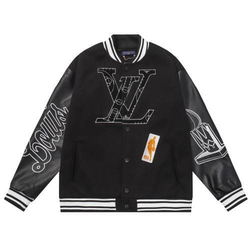Louis Vuitton x NBA Men Casual Applique Embroidery Splicing Baseball Uniform Motorcycle Jackets