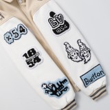 Louis Vuitton Men Casual Embroidery Bugs Bunny Splicing Baseball Uniform Motorcycle Jackets