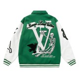 Louis Vuitton Men Casual The Wizard of Oz  Pasting Cloth Embroidery Splicing Baseball Uniform Motorcycle Jackets