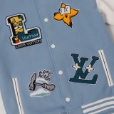 Louis Vuitton x Yayoi kusama Men Casual Sticker Embroidered Simpson Splicing Baseball Uniform Motorcycle Jackets