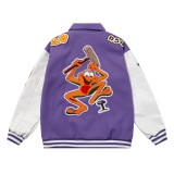 Louis Vuitton Men Casual Embroidery Frog Nude Girl Splicing Baseball Uniform Motorcycle Jackets