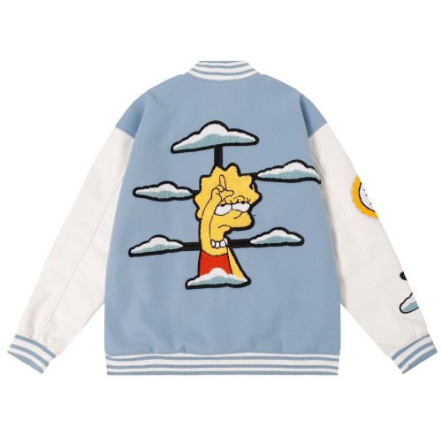 Louis Vuitton x Yayoi kusama Men Casual Sticker Embroidered Simpson Splicing Baseball Uniform Motorcycle Jackets