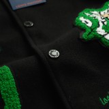 Louis Vuitton Men Casual Lamb Hair Embroidery Letter Splicing Baseball Uniform Motorcycle Jacket