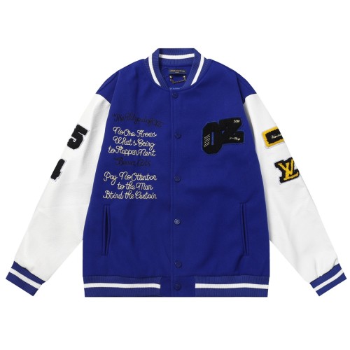 Louis Vuitton Men Casual Embroidery Robot Splicing Baseball Uniform Motorcycle Jackets