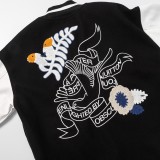 Louis Vuitton Men Casual Embroidery Dove of Peace Splicing Baseball Uniform Motorcycle Jackets
