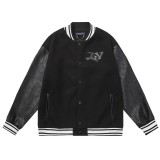 Louis Vuitton Men Casual Embroidery Demon Avatar Splicing Baseball Uniform Motorcycle Jackets