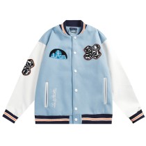 Louis Vuitton Men Casual Embroidery Four-Leaf Clover Splicing Baseball Uniform Motorcycle Jacket