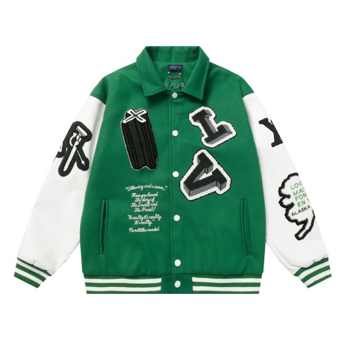 Louis Vuitton Men Casual The Wizard of Oz  Pasting Cloth Embroidery Splicing Baseball Uniform Motorcycle Jackets