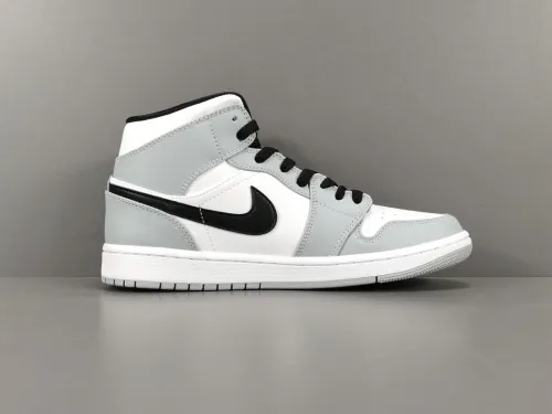 Nike Air Jordan 1 Mid Light Smoke Grey Unisex Casual Basketball Sneakers Shoes