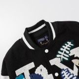Louis Vuitton Men Casual Embroidery Dove of Peace Splicing Baseball Uniform Motorcycle Jackets