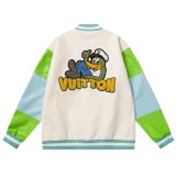 Louis Vuitton Men Casual Embroidery Sailor Duck Splicing Baseball Uniform Motorcycle Jackets