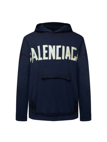 Balenciaga Unisex Casual Tape Letter Print Hooded Letter Logo Adhesive Pullover Sweatshirt