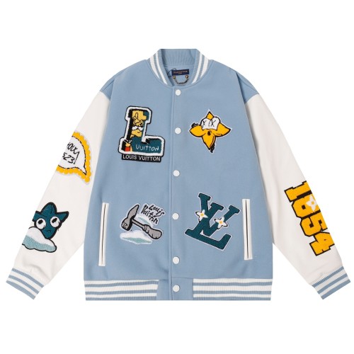 Louis Vuitton x Yayoi kusama Men Casual Sticker Embroidered Simpson Splicing Baseball Uniform Motorcycle Jackets
