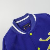 Louis Vuitton Men Casual Embroidery Stick Figure Splicing Baseball Uniform Motorcycle Jackets