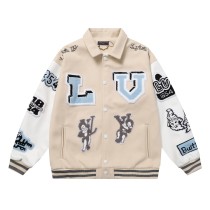 Louis Vuitton Men Casual Embroidery Bugs Bunny Splicing Baseball Uniform Motorcycle Jackets