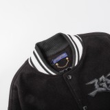 Louis Vuitton Men Casual Embroidery Demon Avatar Splicing Baseball Uniform Motorcycle Jackets
