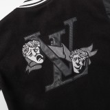 Louis Vuitton Men Casual Embroidery Demon Avatar Splicing Baseball Uniform Motorcycle Jackets
