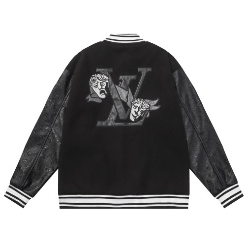 Louis Vuitton Men Casual Embroidery Demon Avatar Splicing Baseball Uniform Motorcycle Jackets