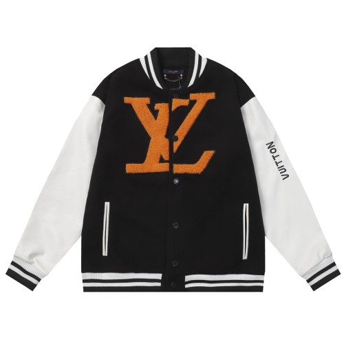 Louis Vuitton Men Casual Embroidery Carrying Squirrel Splicing Baseball Uniform Motorcycle Jackets